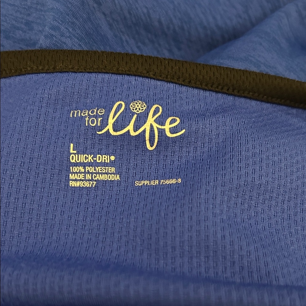 Made for Life Royal Blue V-Neck Short Sleeve Top with Black and White Trim - Picture 3 of 3